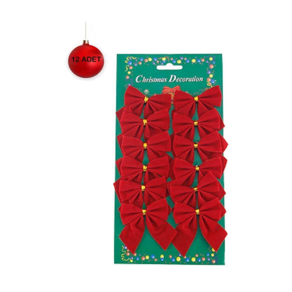 Happyland Yıllbaşı Ağaç Süs Kadife Kırmızı Fiyonk 12 Li 5cm Yaş Günü & Parti Fiyatı