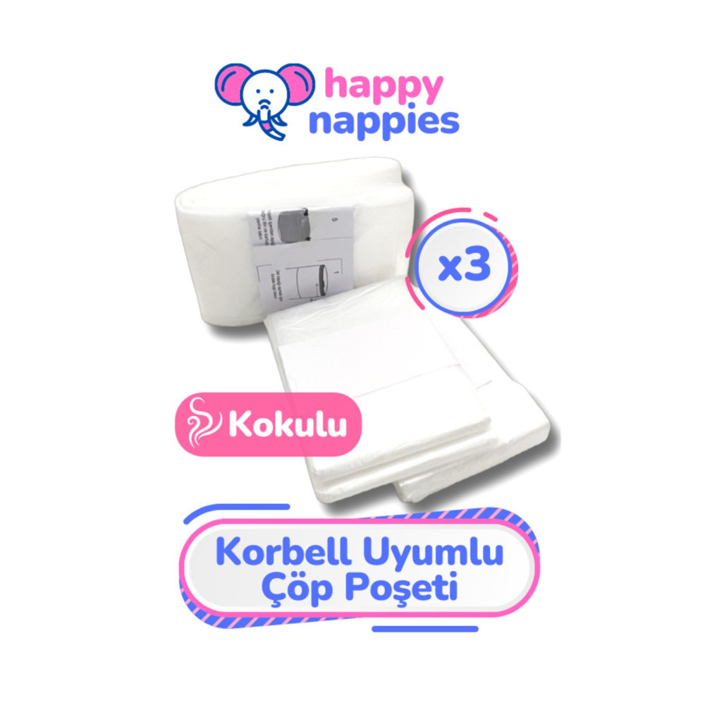 HappyNappies 16l Uyumlu Yerli Malı Çöp Poşeti - 3 Paket - 1500 Adet Bebek Bezi Kapasitesi Çöp Poşetleri Fiyatı