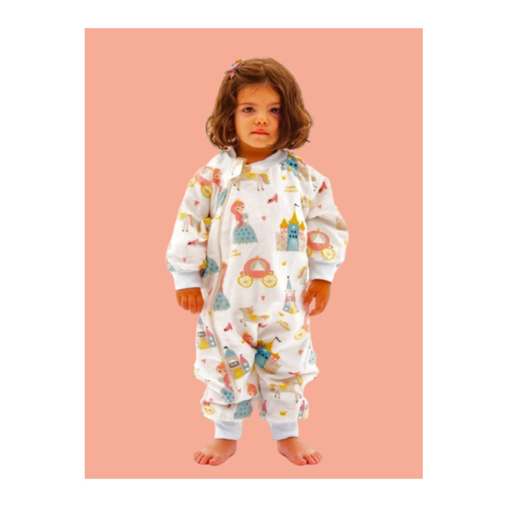 Happystore Elyafsız Kışlık Uzun Kol Çift Kat %100 Pamuk Pazen Prensesli Ceylanlı Cocuk Bebek Uyku Tulumu 5 YAŞ Beden Bebek Tulumu Fiyatı