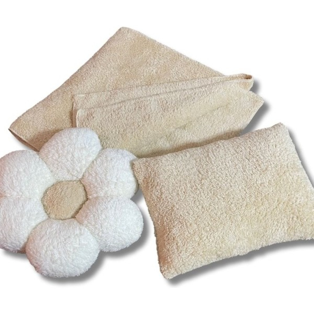 Happyteks Peluş Bebek Battaniyesi Bebek Yastığı ve Takı Yastığı 3'lü Harika Set - Krem Bebek Yastığı-Kılıfı Fiyatı