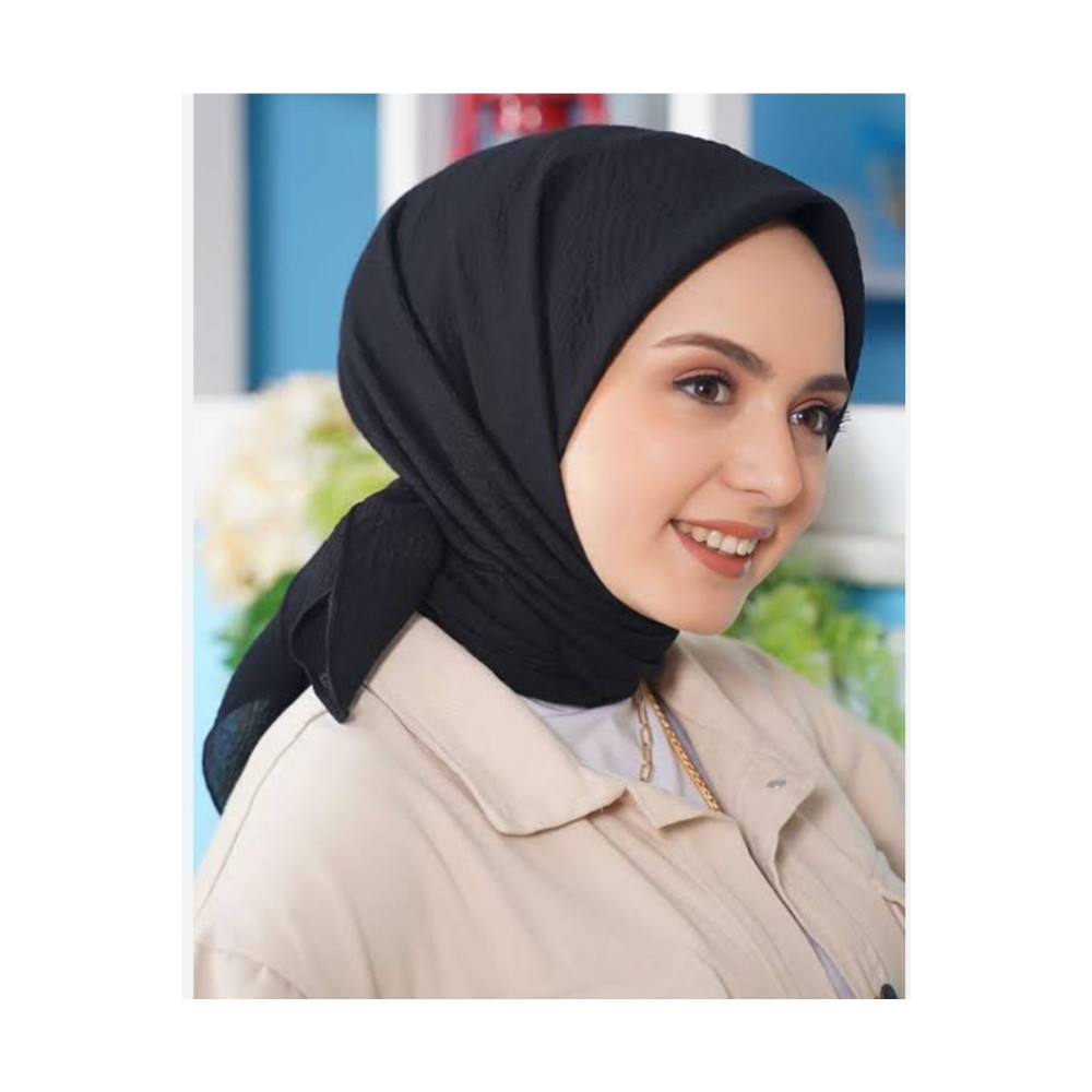 HAR-UM Ticaret Tesettür Kadın Mio Cazz Eşarp Siyah 100 x 100 Beden Eşarp Fiyatı