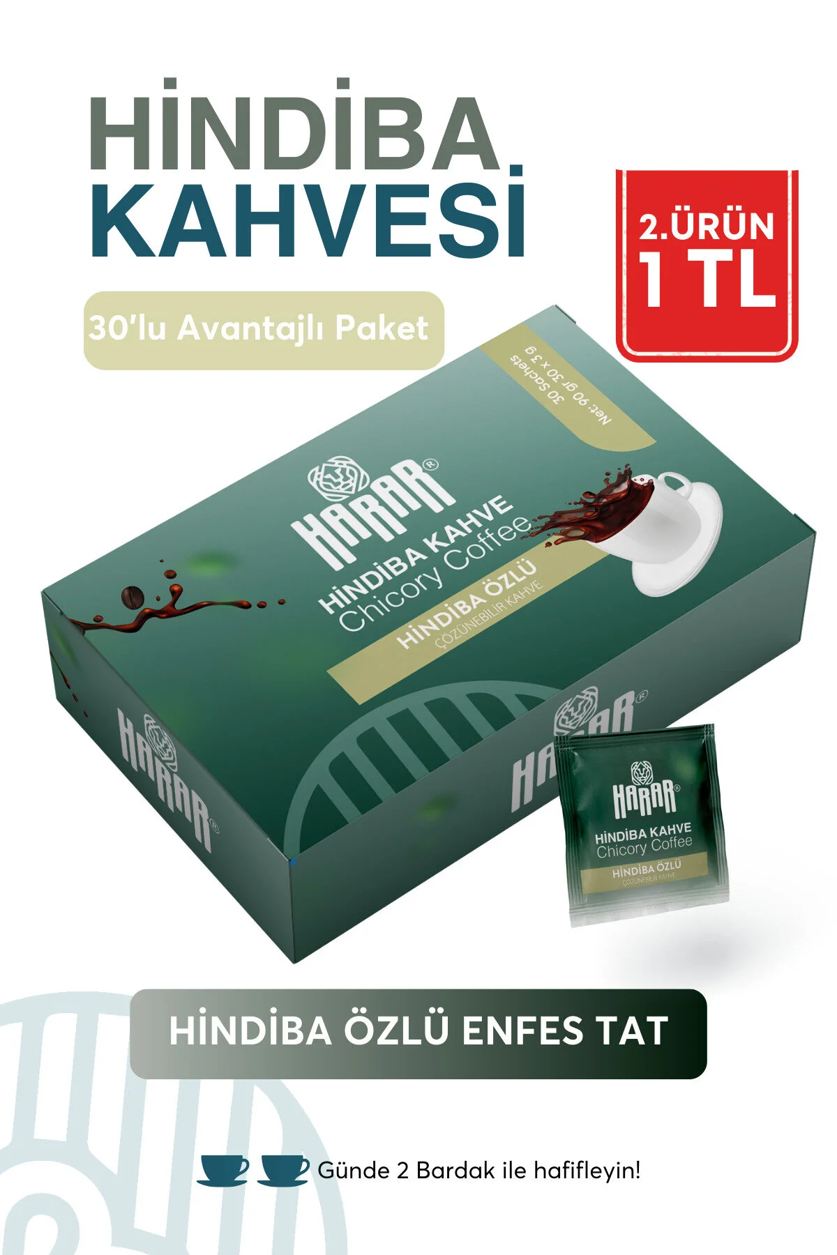 Harar Hindiba Kahvesi Kilo Vermeye Ve Ödem Atmaya Yardımcı Diyet Detox Kahve 30lu Paket" Kahve Fiyatı