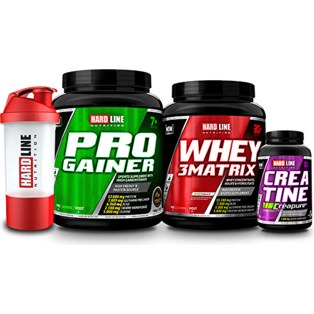 Hardline Nutrition Kilo Hacim Kombinasyonu , 1406 gr Progainer, 908 gr Whey3 Matrix, Creatine Creapure 120 Kapsül Protein Tozları Fiyatı