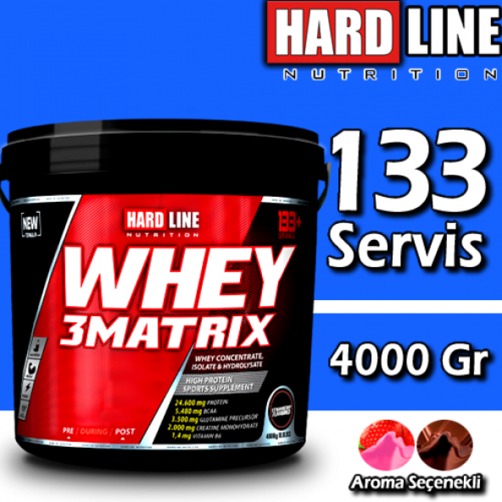 Hardline Whey 3 Matrix 4000 Gr Protein Tozu 133 Servis Protein Tozları Fiyatı
