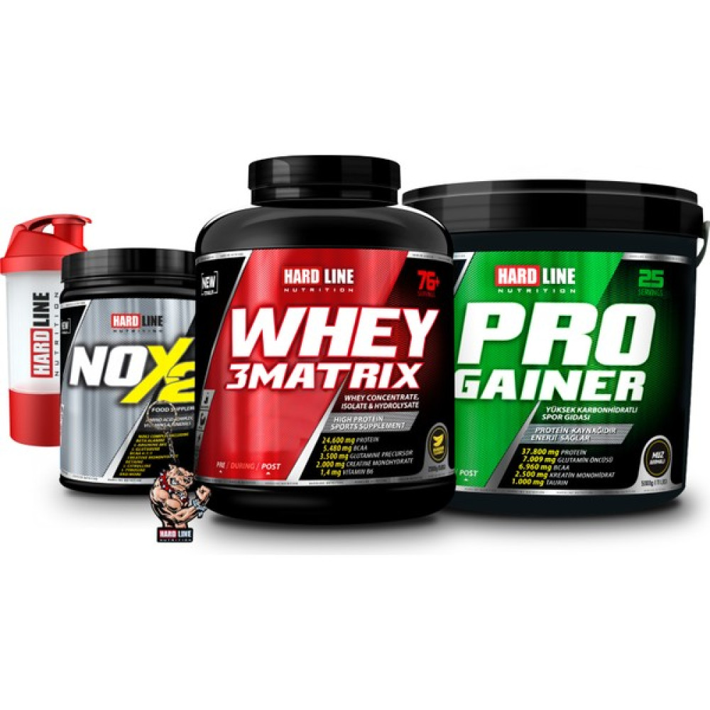 Hardline Whey 3Matrix 2300 Gr + Progainer 5000 Gr + Nox 2 Kombinasyonu Protein Tozları Fiyatı
