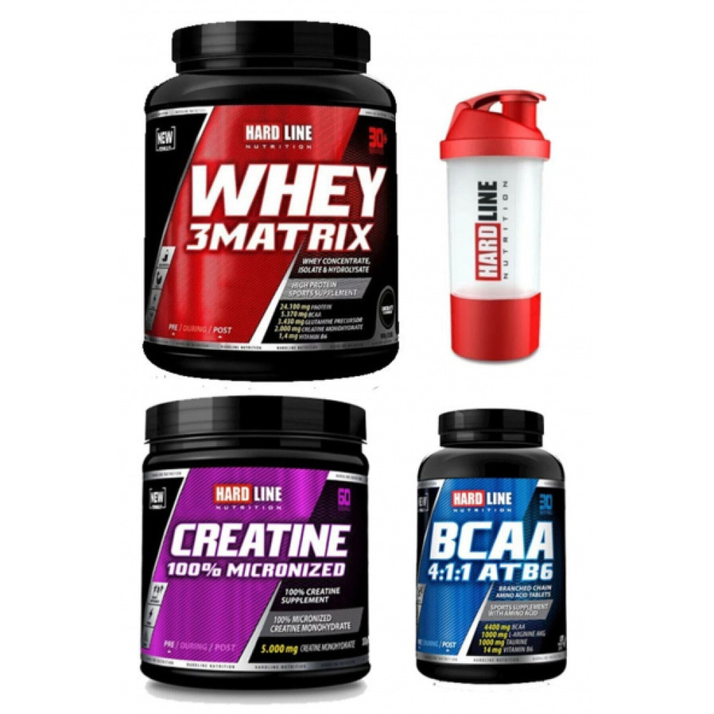 Hardline Whey 3Matrix 908 Gr - Bcaa 4:1:1 120 Tablet - Kreatin %100 Mikronize 300 Gr + Hediye Protein Tozları Fiyatı
