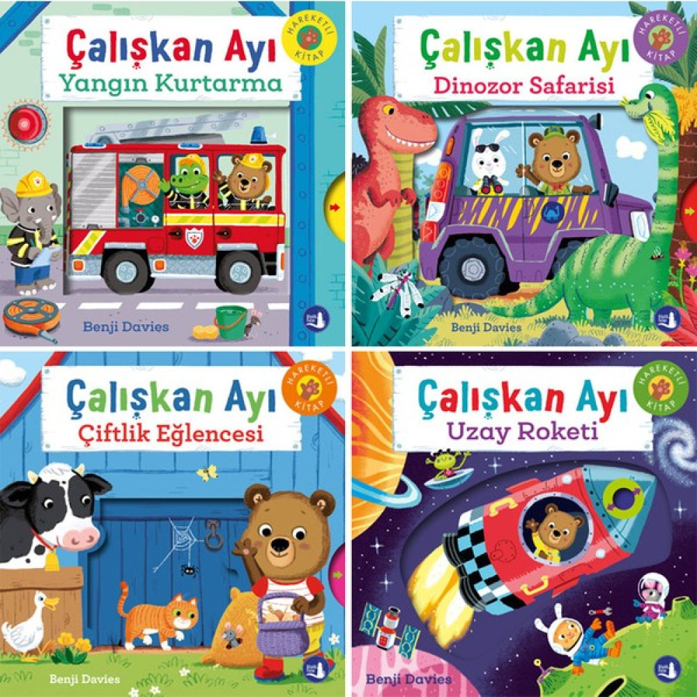 Hareketli Kitaplar 4'lü Set - Çalışkan Ayı Serisi Okul Öncesi Eğitici & Öğretici Kitaplar Fiyatı