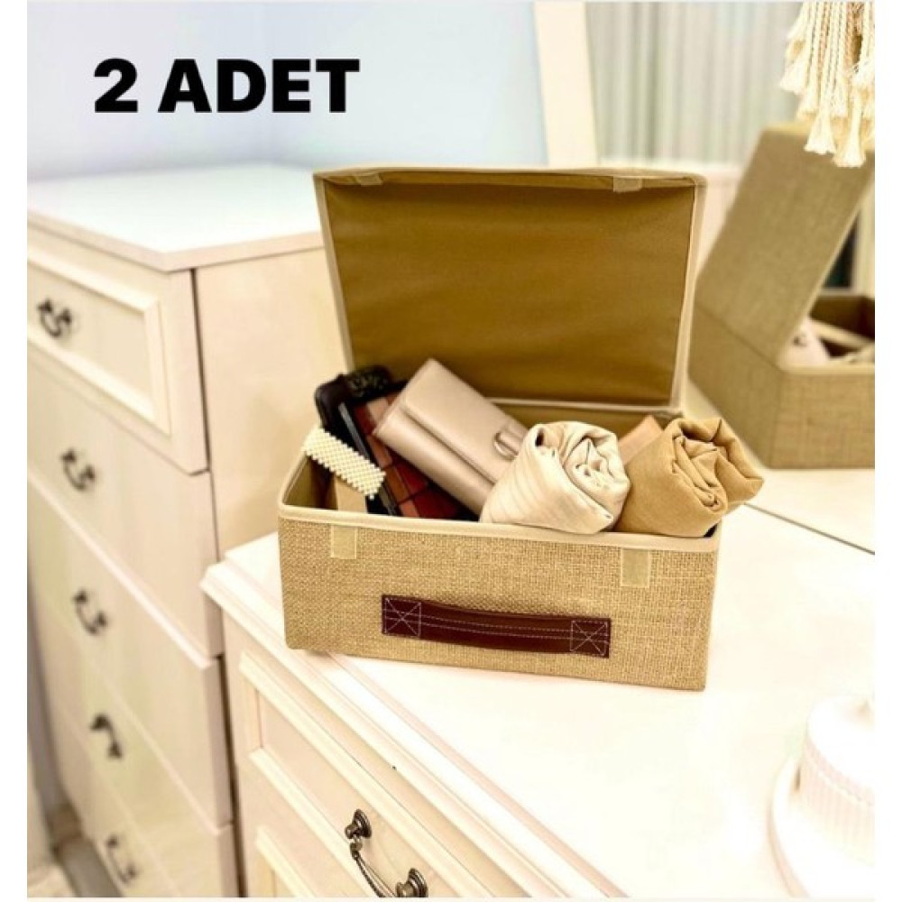 Harev Home Collection Jüt Kapaklı Dolap Çekmece Içi Takı Makyaj Çamaşır Katlanır Saklama Kutusu Organizer 30X23X11 cm Eşya Saklama Kutusu Fiyatı