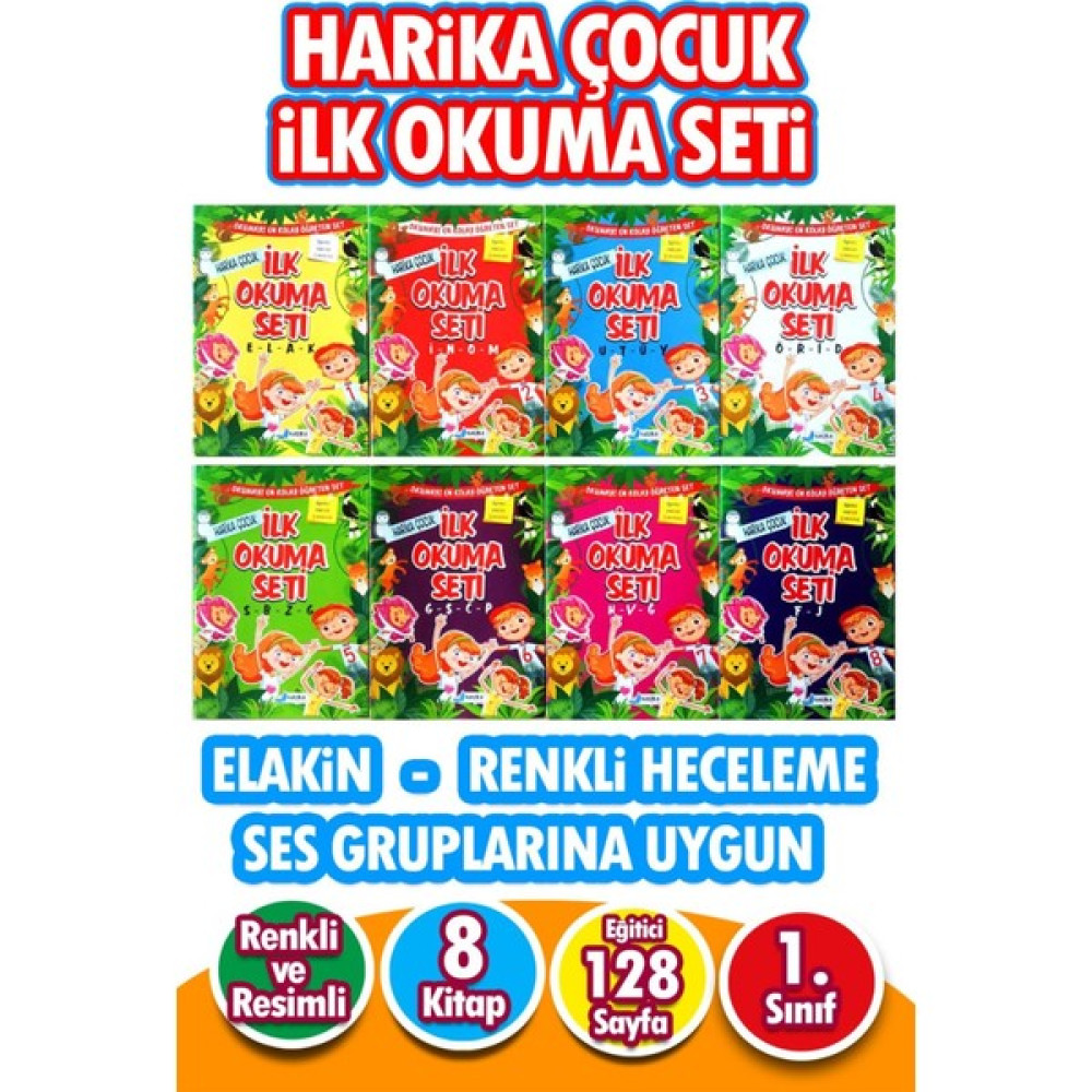 Harika Çocuk İlk Okuma Seti - 1. Sınıf, Dik Temel Harfli, Renkli Heceli Elakin Çocuk Masal Fiyatı