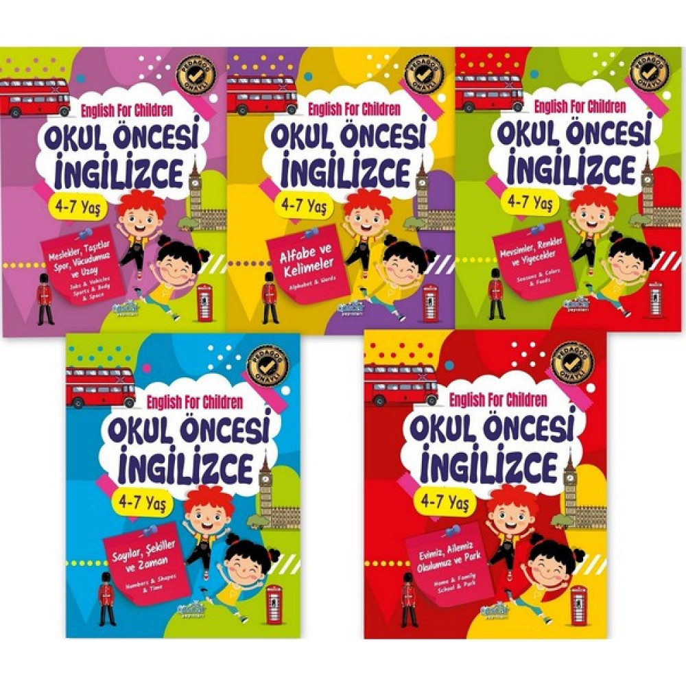 Harika Çocuk Yayınları Okul Öncesi Ingilizce Eğitim Seti (5 Kitap) 1000+ Kelime Zihinsel Gelişim Kitapları Fiyatı