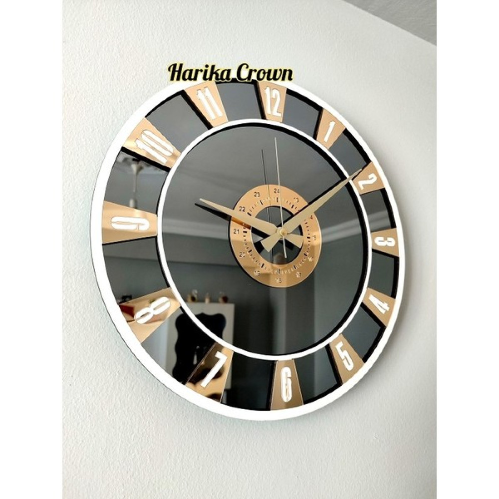 Harika Crown Gerçek Aynalı Dekoratif Duvar Saati (40- 50 Cm) - Füme - 50 cm Dekoratif Saat Fiyatı