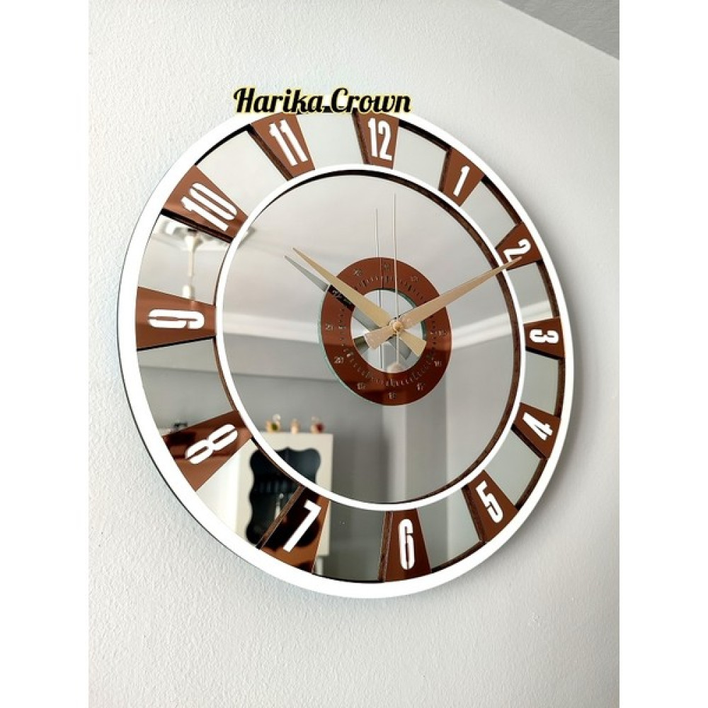 Harika Crown Gerçek Aynalı Dekoratif Duvar Saati (40- 50 Cm) - Gümüş - 40 cm Dekoratif Saat Fiyatı