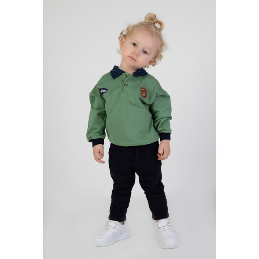 Harika Kids Erkek Bebek Çocuk İki İplik Kumaş Orta Kalınlık Polo Yaka Örme Basic Alt Üst Eşofman Takımı Bebek Giysi Takım Fiyatı