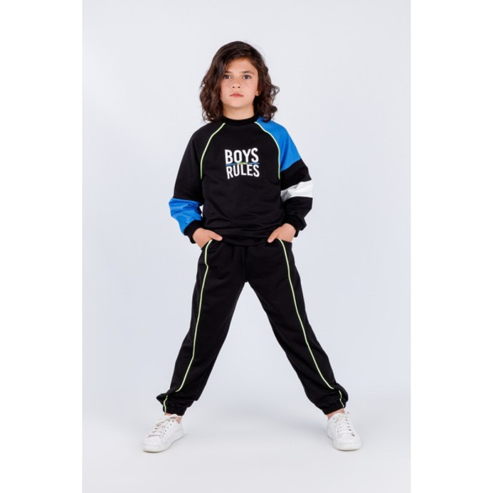 Harika Kids Erkek Çocuk Boys Rules Baskılı Örme Basic Eşofman Takımı Erkek Çocuk Giyim Takımı Fiyatı