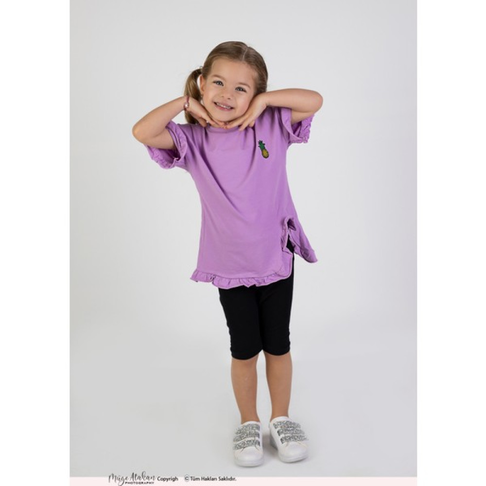 Harika Kids Kız Çocuk Fırfırlı Kısa Kollu Kaprili Yazlık Basic Takım 2-5 Yaş Kız Çocuk Giyim Takımı Fiyatı