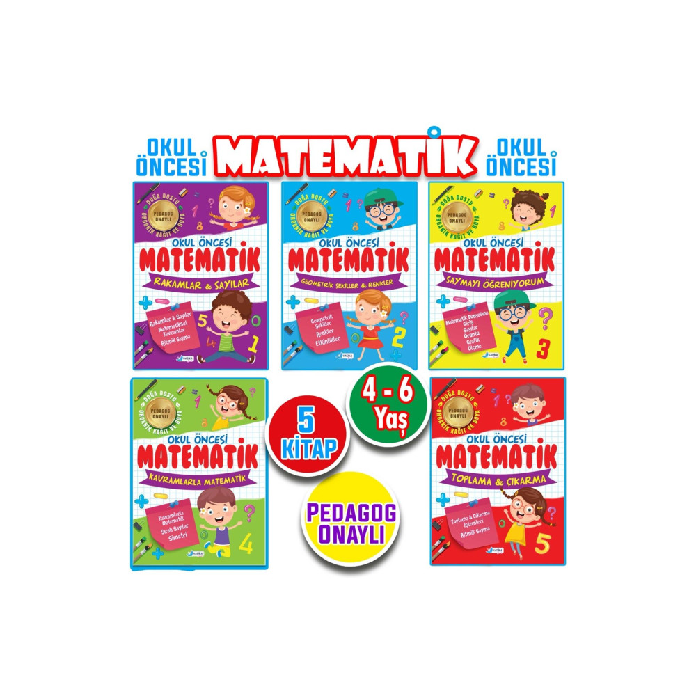Harika Kitap 4 - 5 - 6 Yaş Okul Öncesi Matematik Çalışmaları Seti 5 Kitap Aktivite & Eğitici Kitaplar Fiyatı