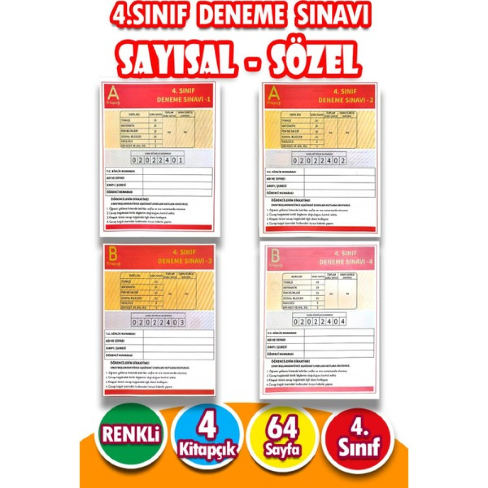 Harika Kitap 4. Sınıf Deneme Sınavı Sayısal Sözel - 4 Kitap Ders Sınav Kitapları Fiyatı