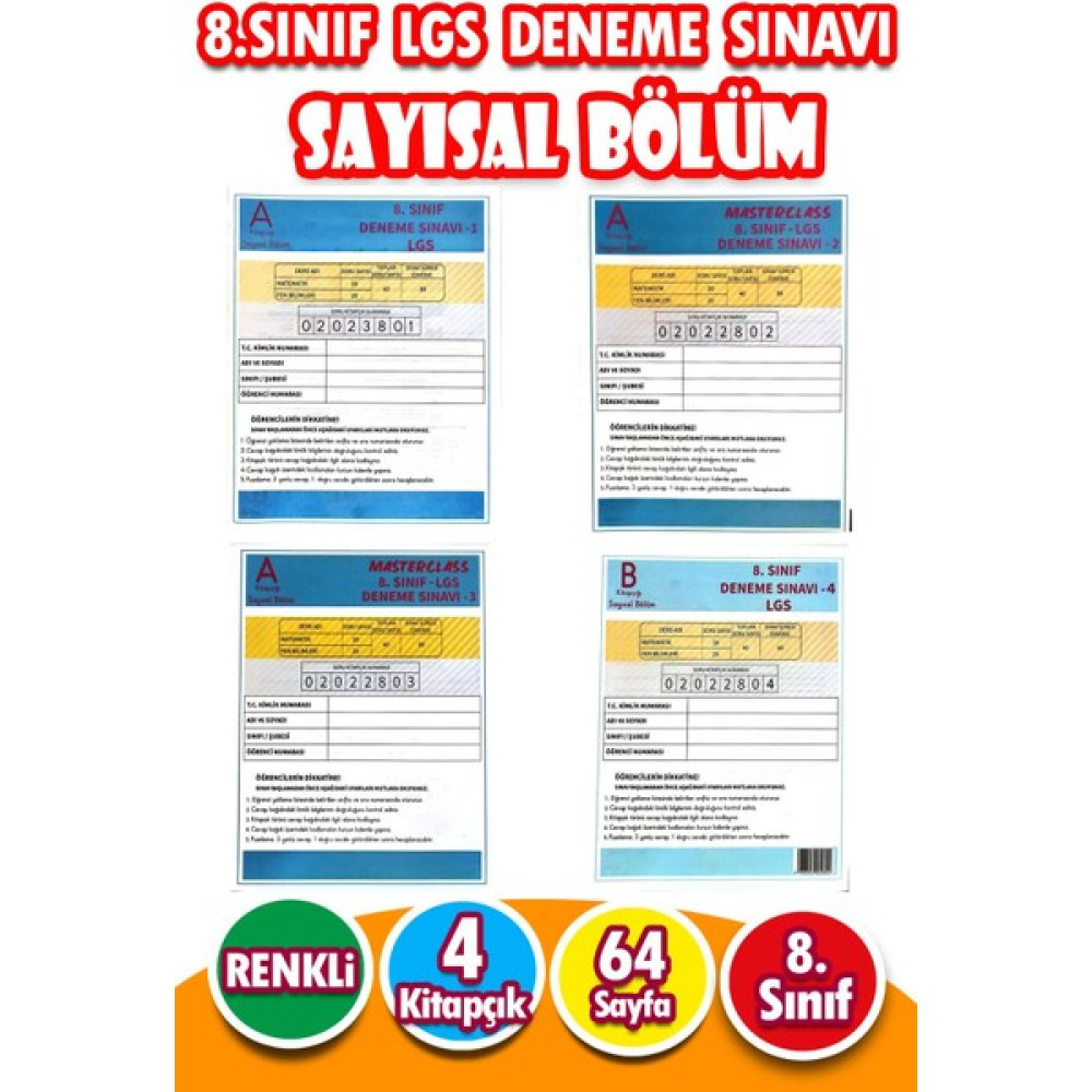 Harika Kitap 8. Sınıf LGS Deneme Sınavı - Sayısal Bölüm - 4 Kitap Ders Sınav Kitapları Fiyatı