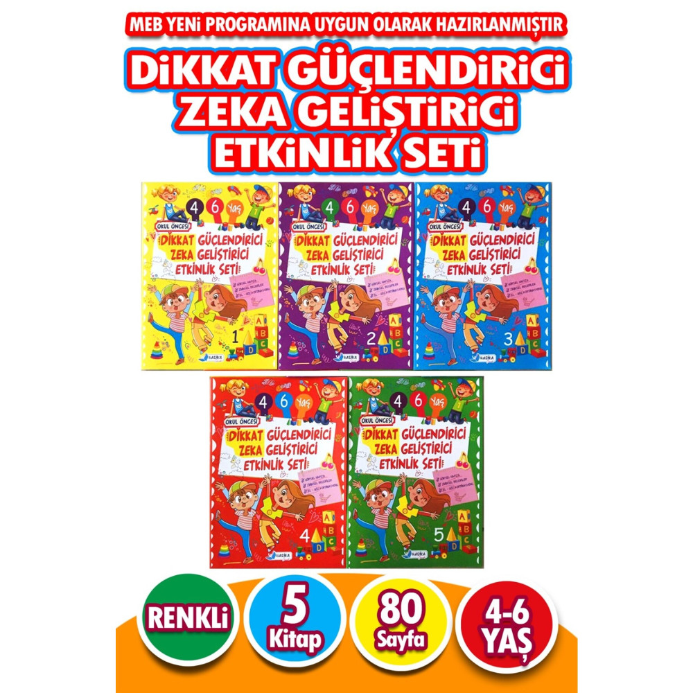 Harika Kitap Dikkat Güçlendirici Ve Zeka Geliştirici Etkinlik Seti 4 - 6 Yaş - 5 Kitap Aktivite & Eğitici Kitaplar Fiyatı