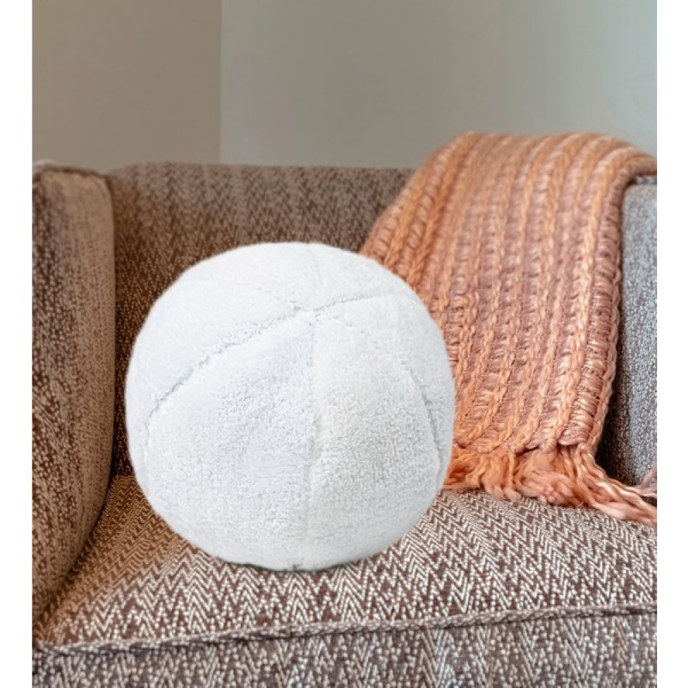 Harika Peluş Fabrikası Dekoratif Peluş Top Kırlent Yastık  - 40 x 40 cm - Beyaz Kırlent / Mobilya Yastığı Fiyatı