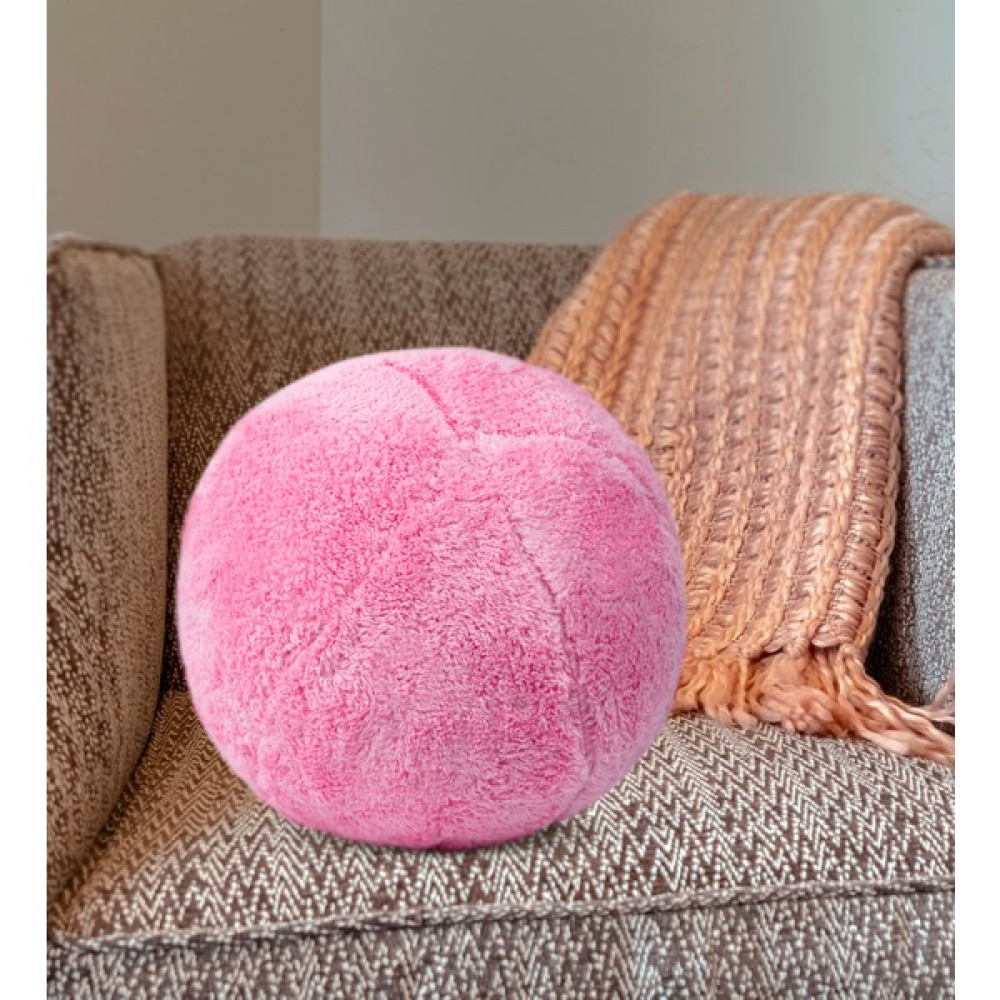 Harika Peluş Fabrikası Dekoratif Peluş Top Kırlent Yastık  - 40 x 40 cm - Pembe Kırlent / Mobilya Yastığı Fiyatı