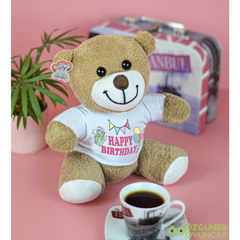 Harika Peluş Fabrikası Harika Peluş 25 cm Happy Birthday Yazılı Çiçek Ayı - Kahverengi Anne Bebek Oyuncak Fiyatı
