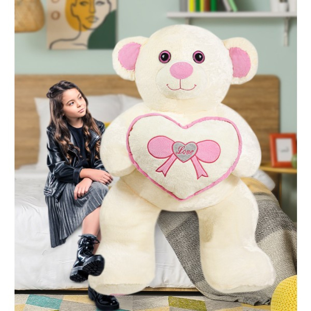 Harika Peluş Fabrikası Harika Peluş Büyük Kalpli Dev Ayıcık (%100 Yerli ) - Krem Peluş Oyuncaklar Fiyatı