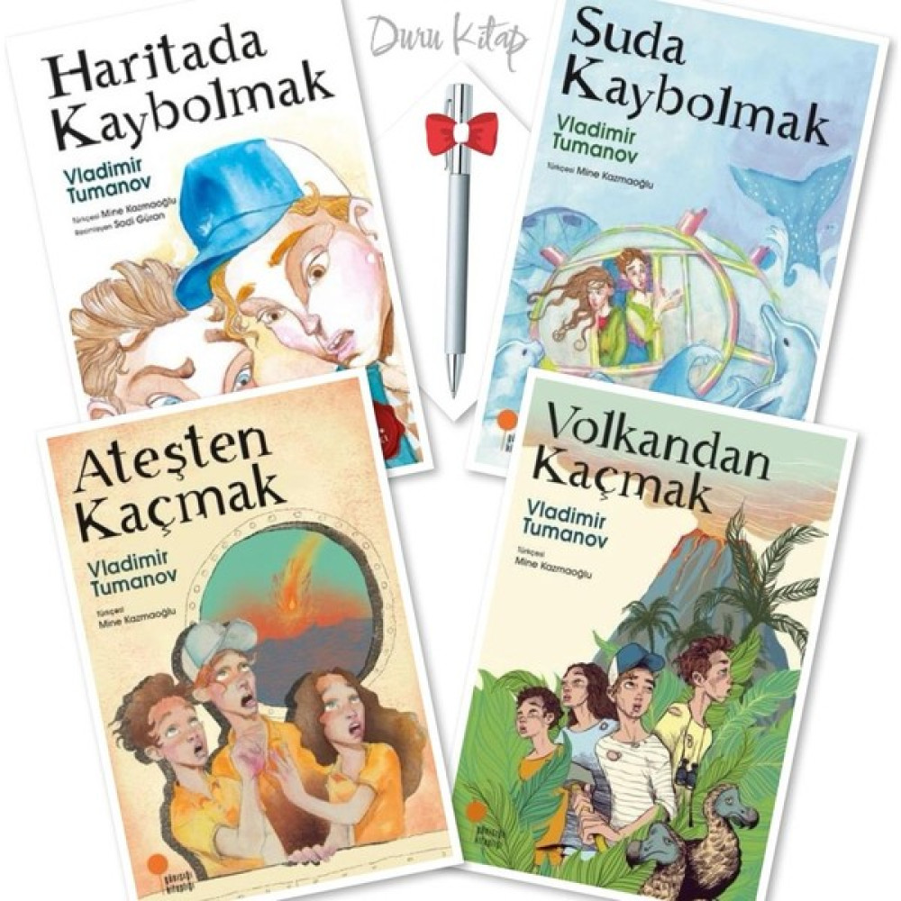 Haritada Kaybolmak - Ateşten Kaçmak - Suda Kaybolmak - Volkandan Kaçmak 4 Kitap - Vladimir Tumanov Çocuk Masal Fiyatı
