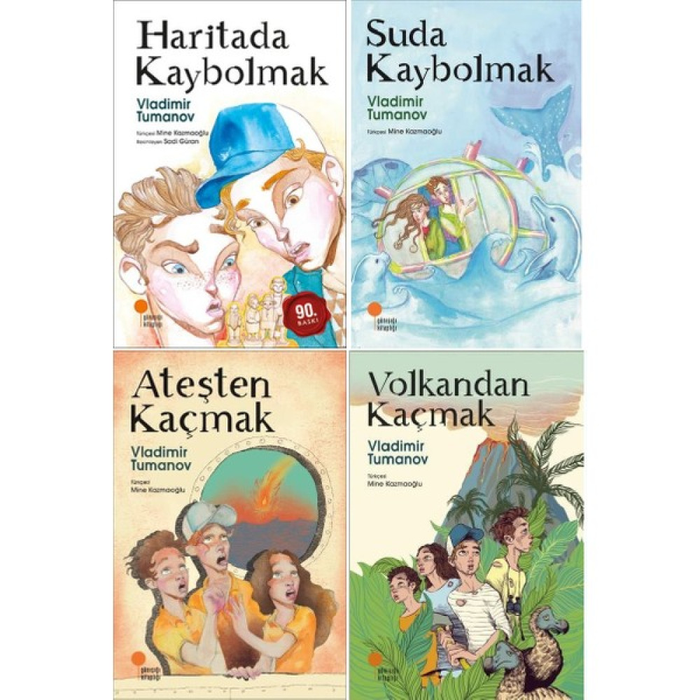 Haritada Kaybolmak - Suda Kaybolmak - Ateşten Kaçmak - Volkandan Kaçmak 4 Kitap - Vladimir Tumanov Çocuk Öykü Fiyatı