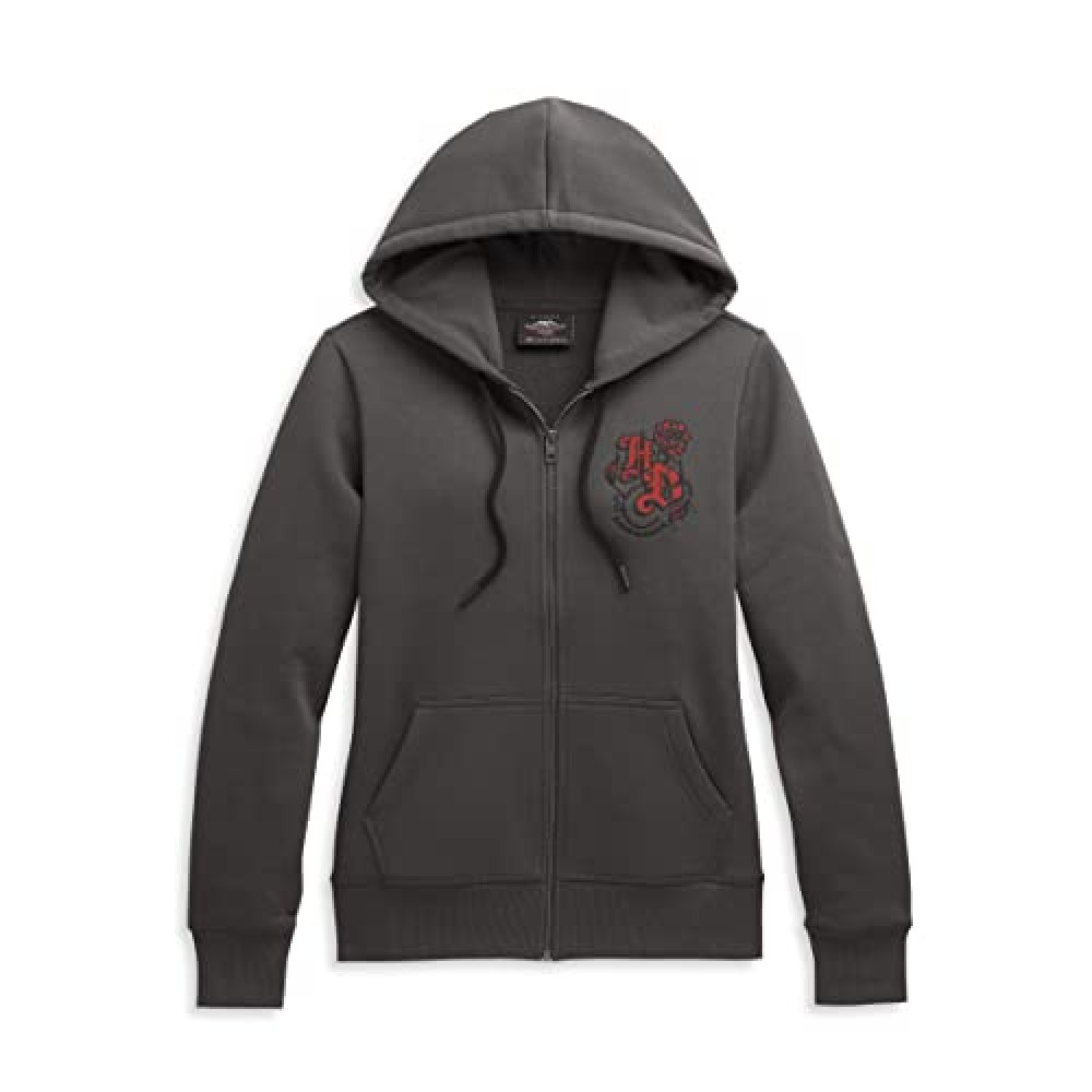 Harley-Davidson Women's Roses Zip Front Hoodie - 96323-21VW (Medium)