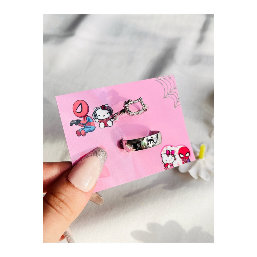 Harlofia Jewelry Hello Kitty Spiderman Ayarlanabilir Çift Yüzükleri Bijuteri Yüzük Fiyatı