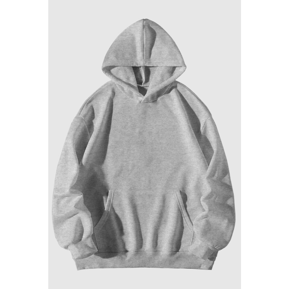 Harmandar Baskısız Gri Kanguru Cepli Kapüşonlu Sweatshirt Hoodie L Beden Bayan Sweatshirt Fiyatı