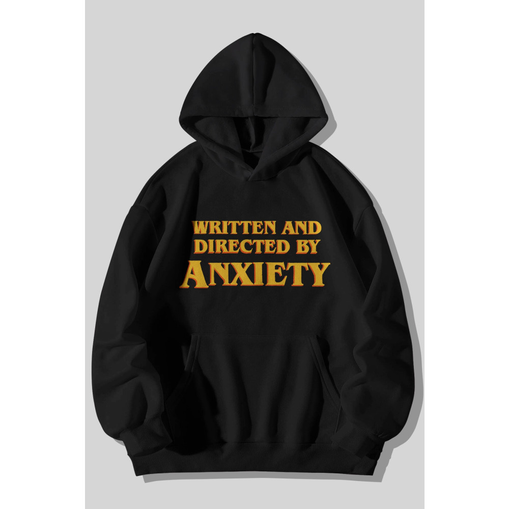 Harmandar Written And Directed By Anxiety Baskılı Unisex Siyah Kanguru Cepli Kapüşonlu Sweatshirt Hoodie L Beden Bayan Sweatshirt Fiyatı