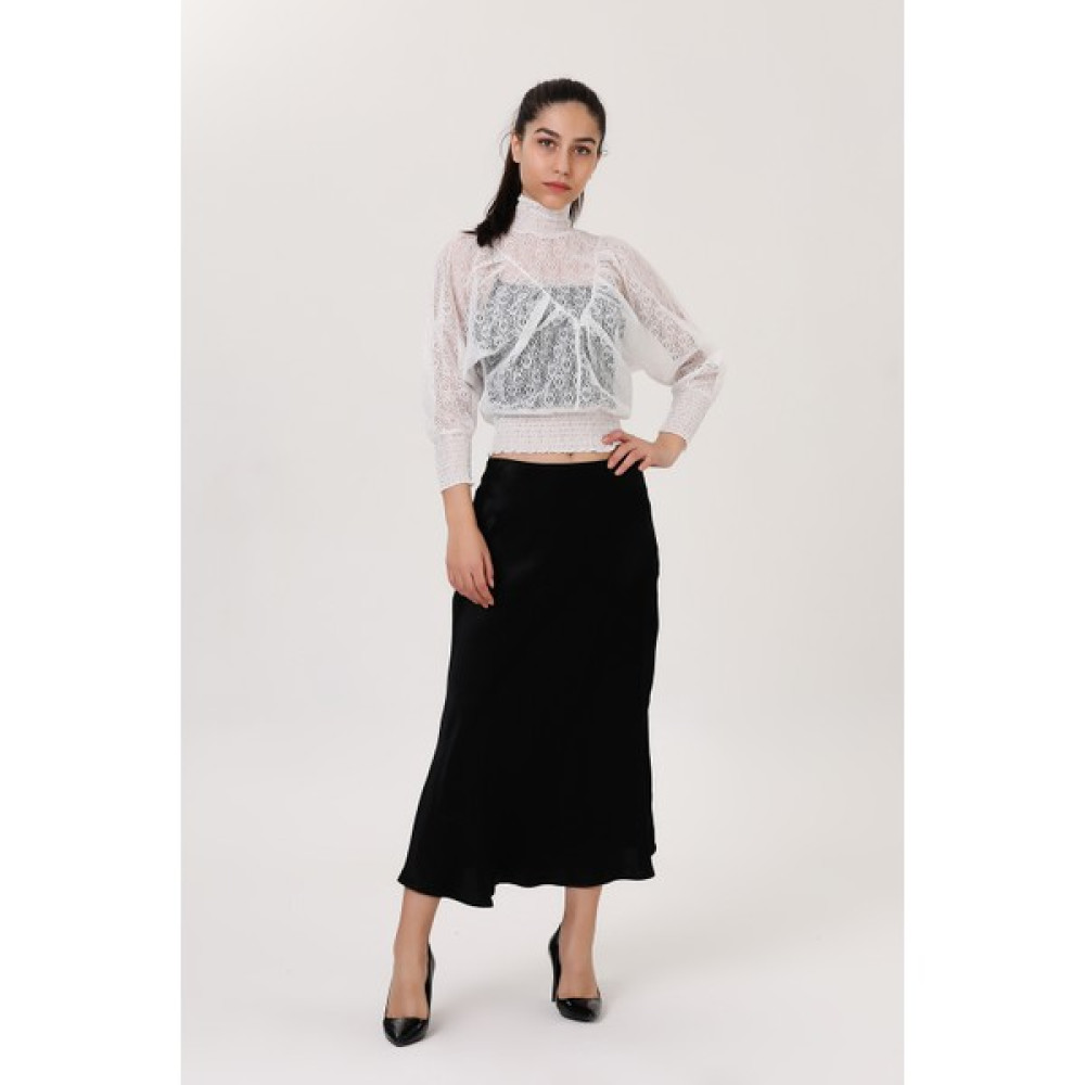 Harmoni Fashion Kadın Beyaz Tül Gipe Detaylı Bluz Bluz Fiyatı
