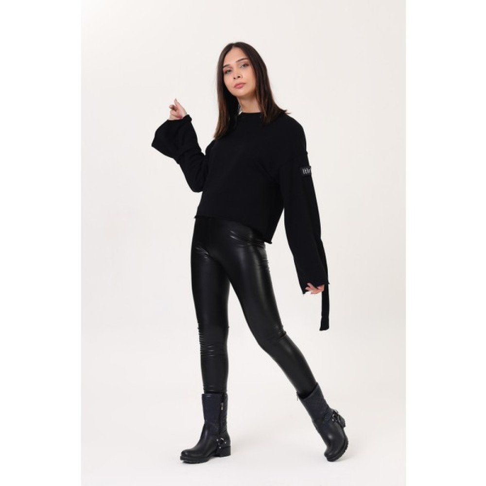 Harmoni Fashion Kadın Lacivert Ispanyol Kol Akseusar Detaylı Sweatshirt Bayan Sweatshirt Fiyatı