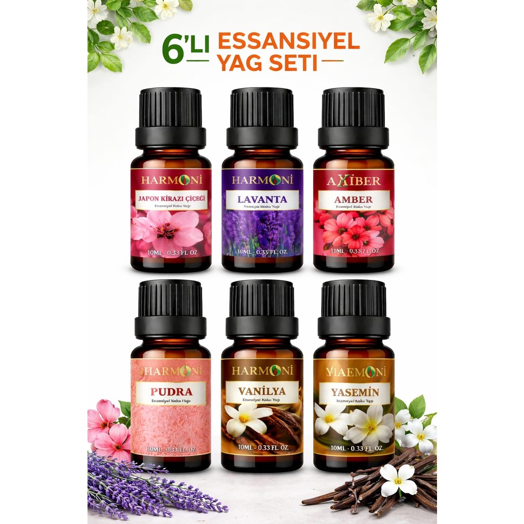 Harmoni Favori Set Esansiyel Uçucu Yağ Buhurdanlık Yağı Hava Nemlendirici Aroma Difüzörü Kokusu Esans 6X10ML - 6'LI SET Evcil Hayvan Ürünleri Fiyatı