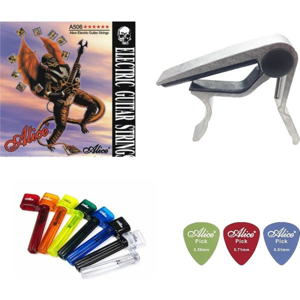 Harmoni Kapo + Burgu Çevirici + 3 Adet Pena + Alice Elektro Gitar Teli Müzik Aleti Aksesuarları Fiyatı