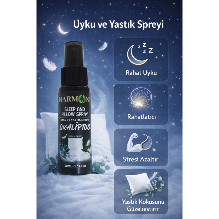 Harmoni Nefes Açıcı Uyku ve Yastık Spreyi Okaliptus, Rahatlatıcı Uyku ve Dinlenme Spreyi 50ML Yastık Kılıfı Fiyatı