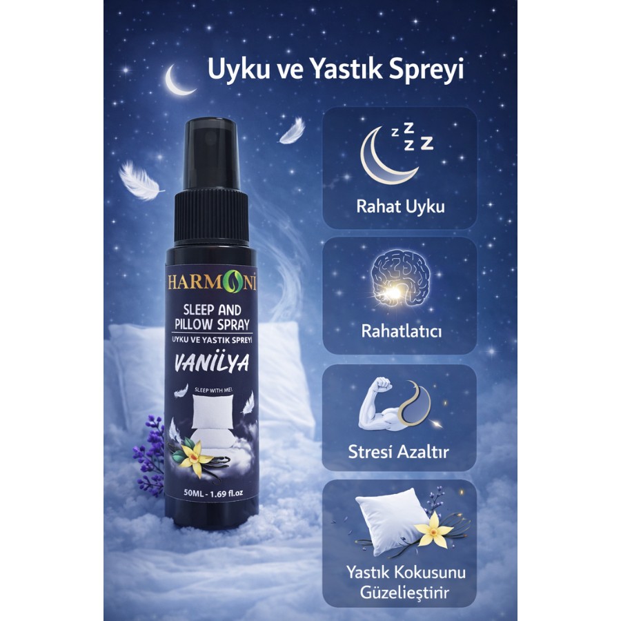 Harmoni Uyku ve Yastık Spreyi Vanilya, Rahatlatıcı Uyku ve Dinlenme Spreyi 50ML Yastık Kılıfı Fiyatı