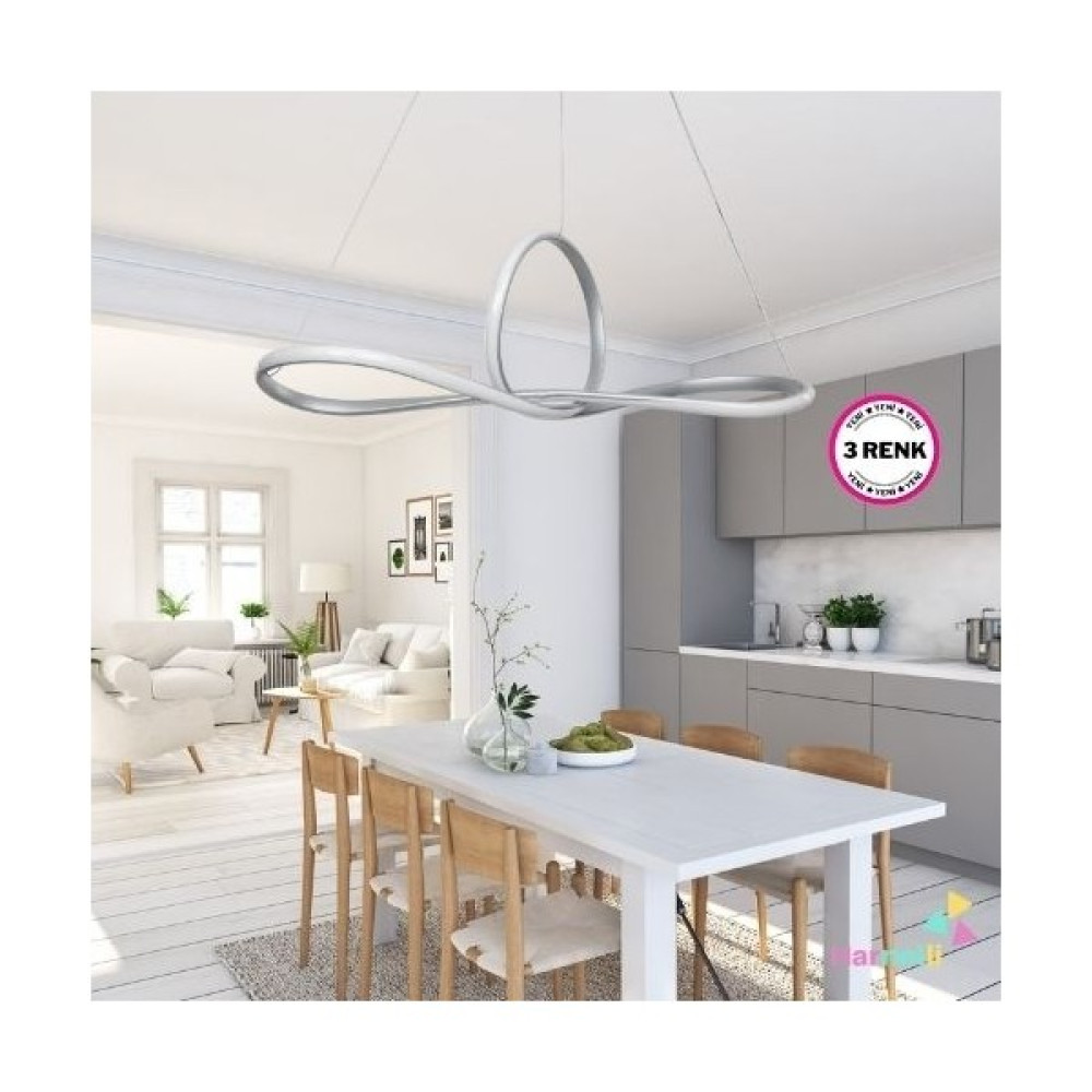 Harnelli 3 Renk Yanabilen Modern Ledli Avize - Gri Avize Fiyatı