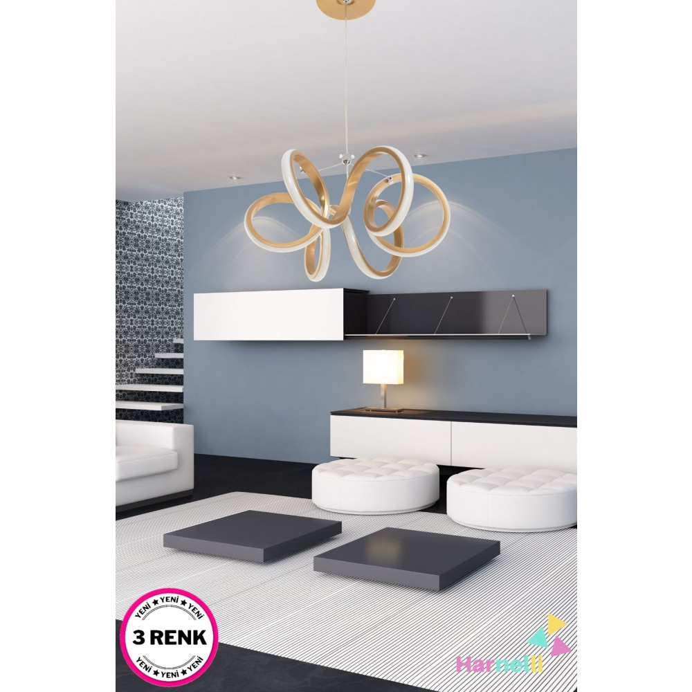 Harnelli Gold Kasa 30 Cm Çap 3 Renk Yanabilen Ledli Avize Avize Fiyatı