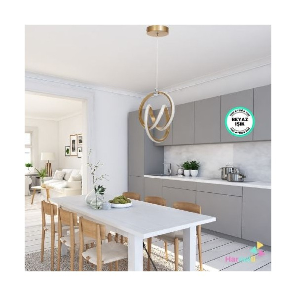 Harnelli Hol Antre Beyaz Işık Modern Ledli Avize - Eskitme - Gold Avize Fiyatı