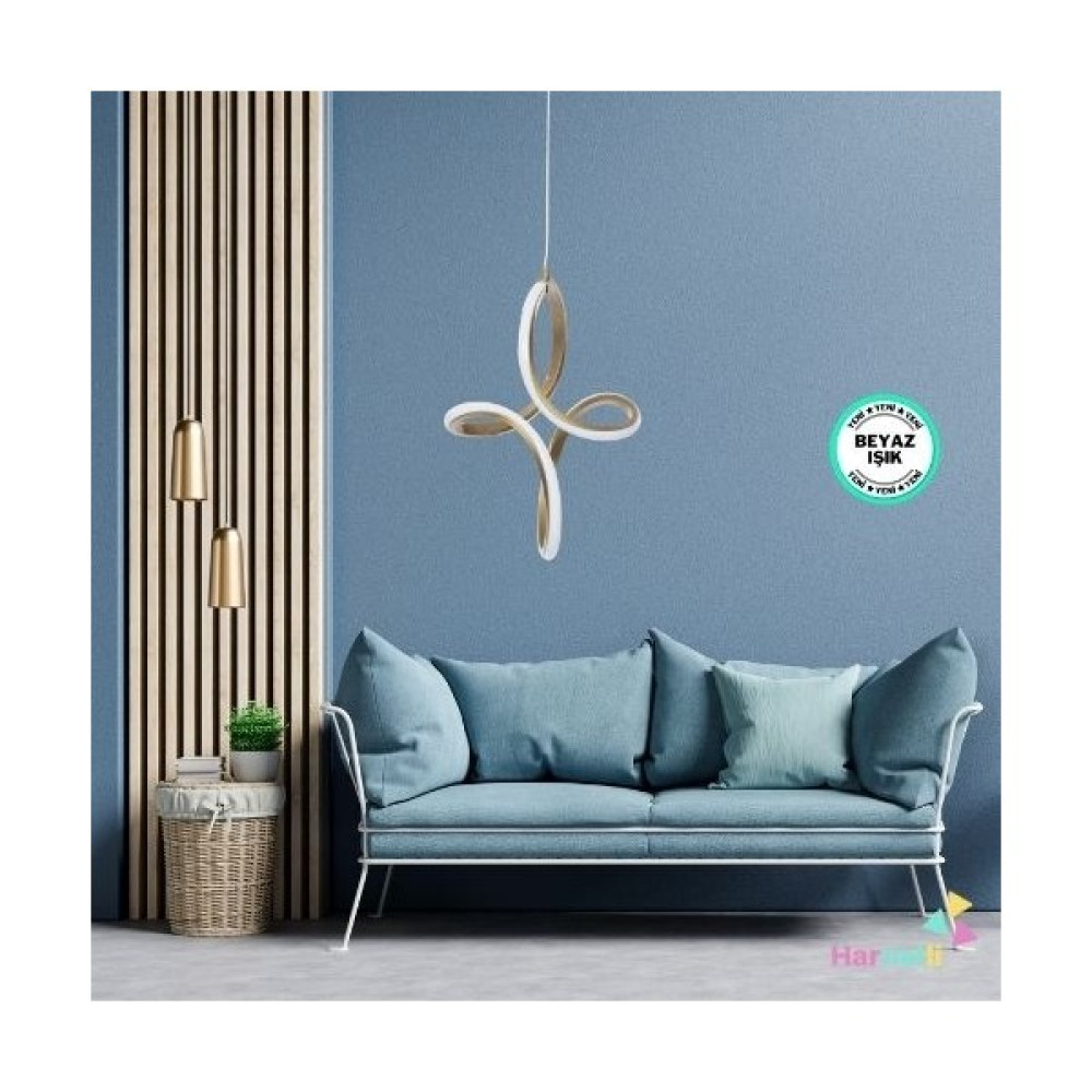 Harnelli Hol Antre Oturma Odası Modern Ledli Avize - Eskitme - Gold Avize Fiyatı
