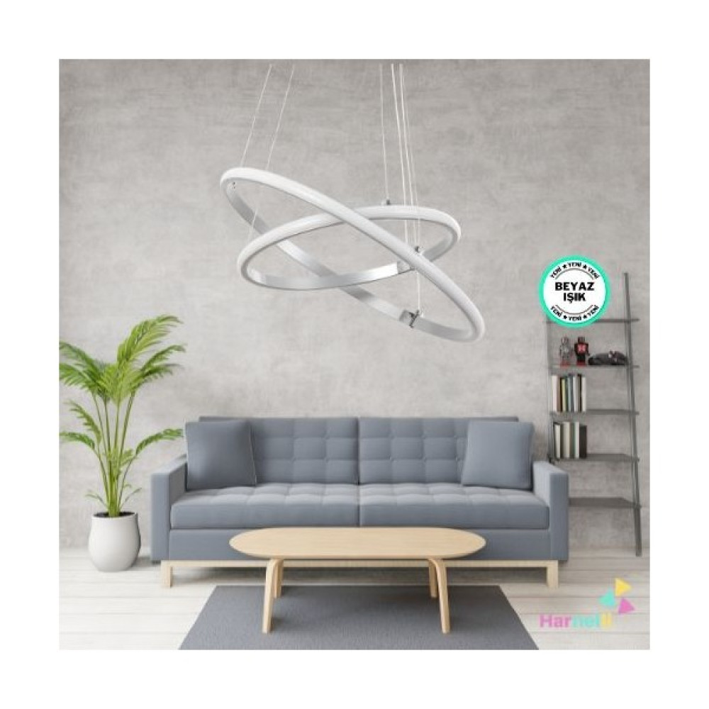Harnelli Modern Tasarım 2li Halka LED Avize - Gri Avize Fiyatı