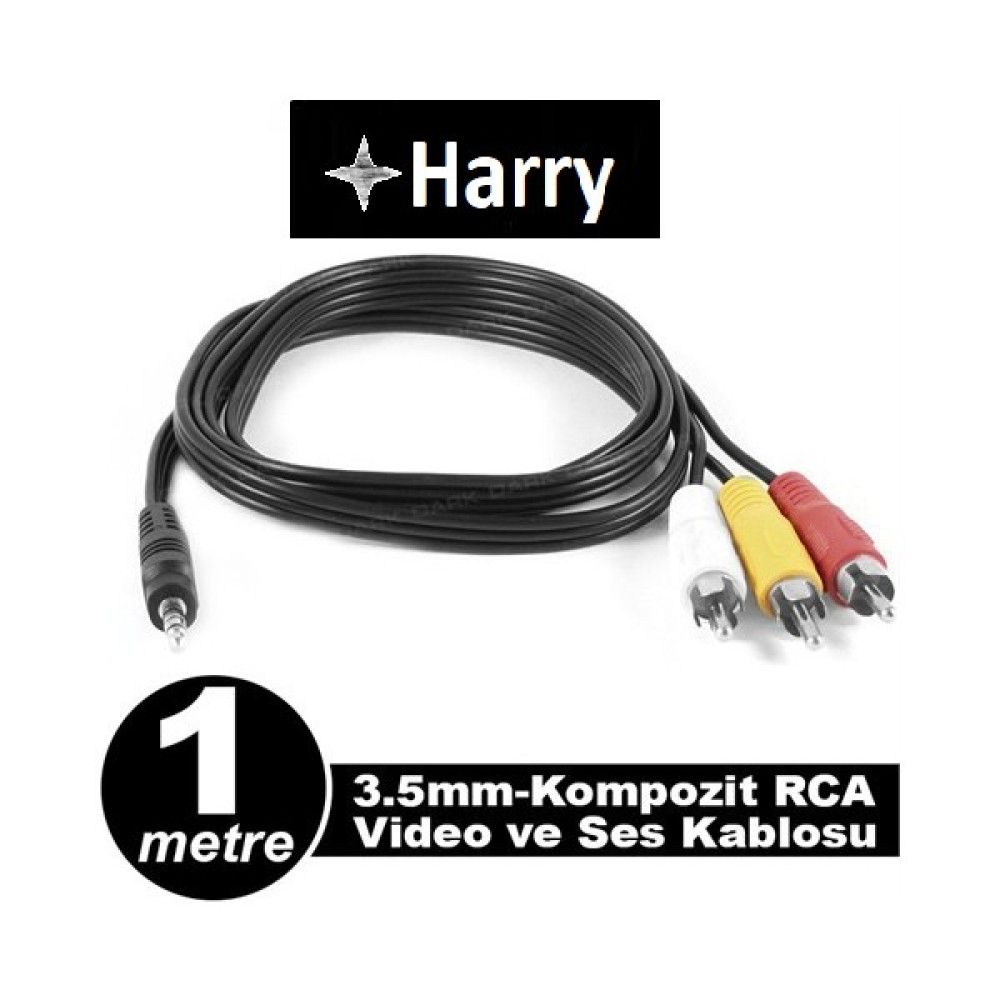Harry 1.2 Metre Uydu Alıcısı Av Kablo 3.5 mm -3 Rca Kompozit Rca Video ve Ses Kablosu Ses Kablosu Fiyatı