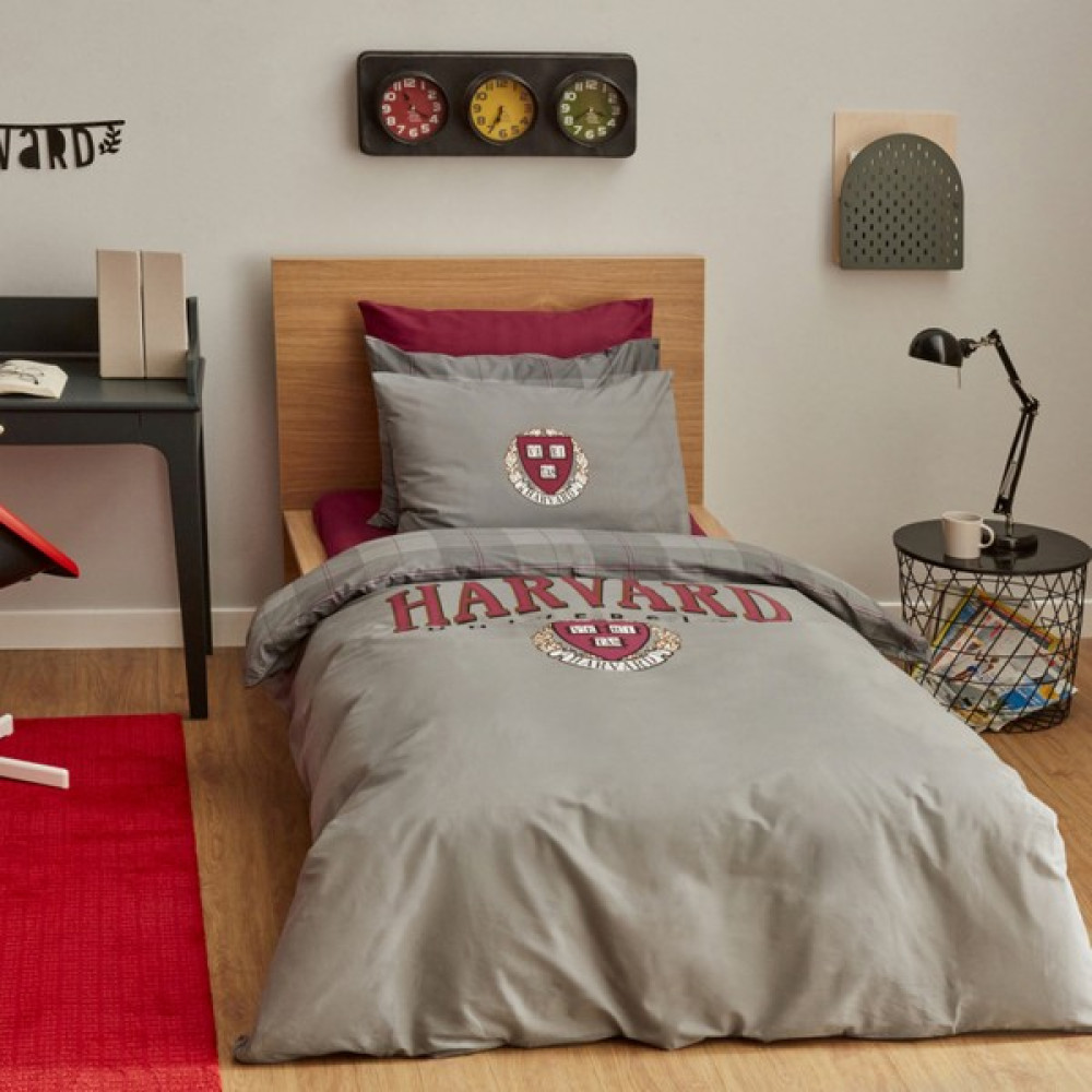 Harvard Karaca Home Harvard Veritas  Pamuk Tek Kişilik Nevresim Takımı - Açık Gri - 160 x 220 cm Nevresim Takımı Fiyatı