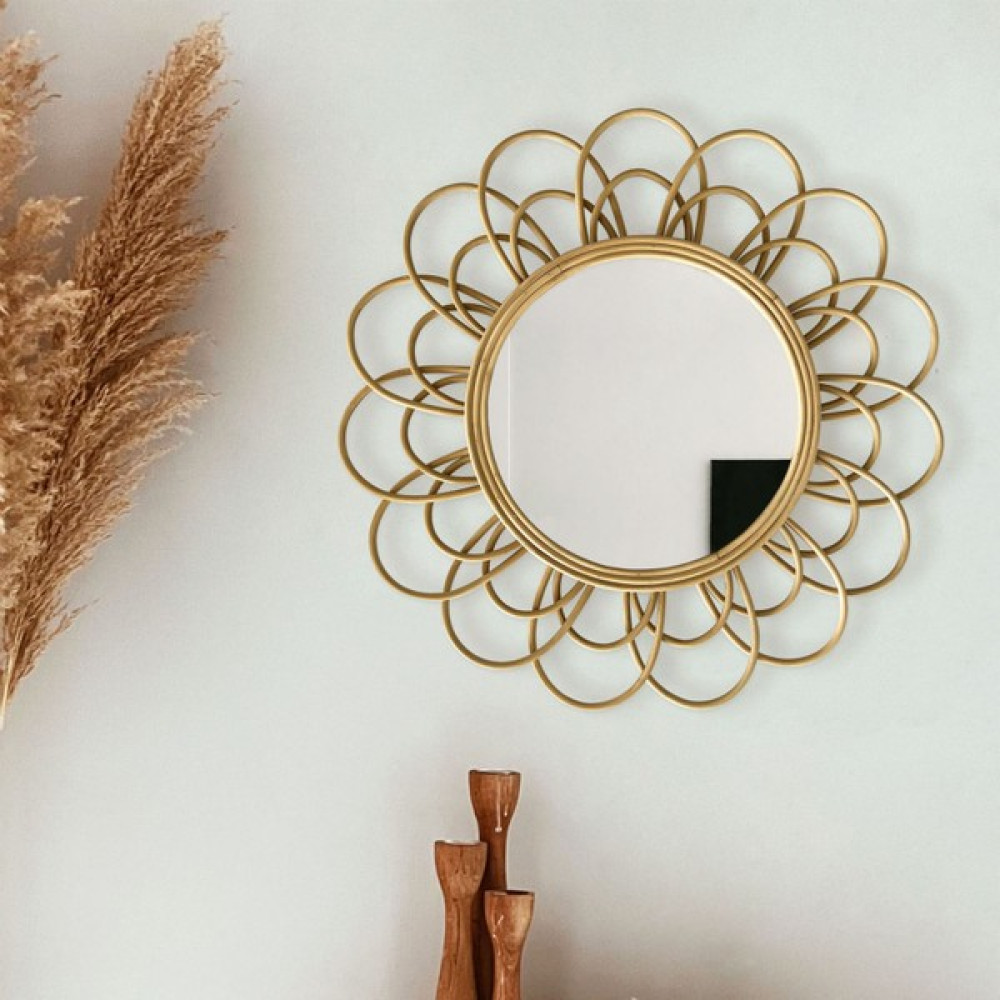 Harvest Maison El Yapımı Rattan Bambu Yuvarlak Ayna (50CM),Hasır Dekoratif Bohem Duvar Aynası Ayna Fiyatı
