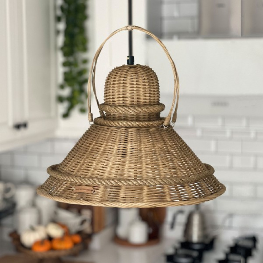 Harvest Maison Rattan Bohem Handmade Iç ve Dış Mekan Salon Sarkıt Avize 37CMX30CM - 1'li - Açık Kahverengi Avize Fiyatı