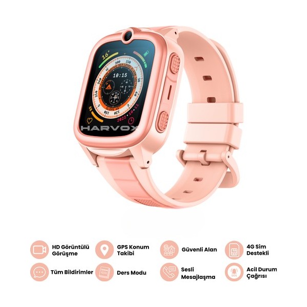 Harvox Hx Kids 4g Pro Sim Kartlı Harvox Akıllı Çocuk Saati Gps Konum Takibi Arama Konuşma 4g Destek - Pembe Diğer Fiyatı