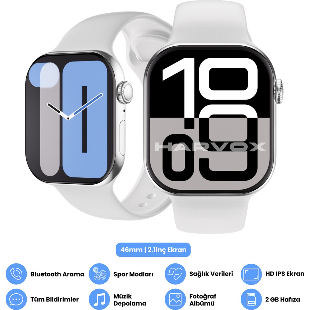 Harvox Watch 10 Pro+ Akıllı Saat Apple iPhone ve Android Tüm Telefonlara Uyumlu - Gümüş Cep Telefonu Fiyatı